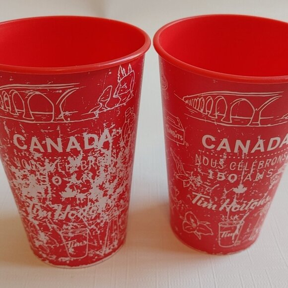Tim Hortons Reusable Cups CANADA 150 Limited Edition  PAIR - Picture 3 of 6